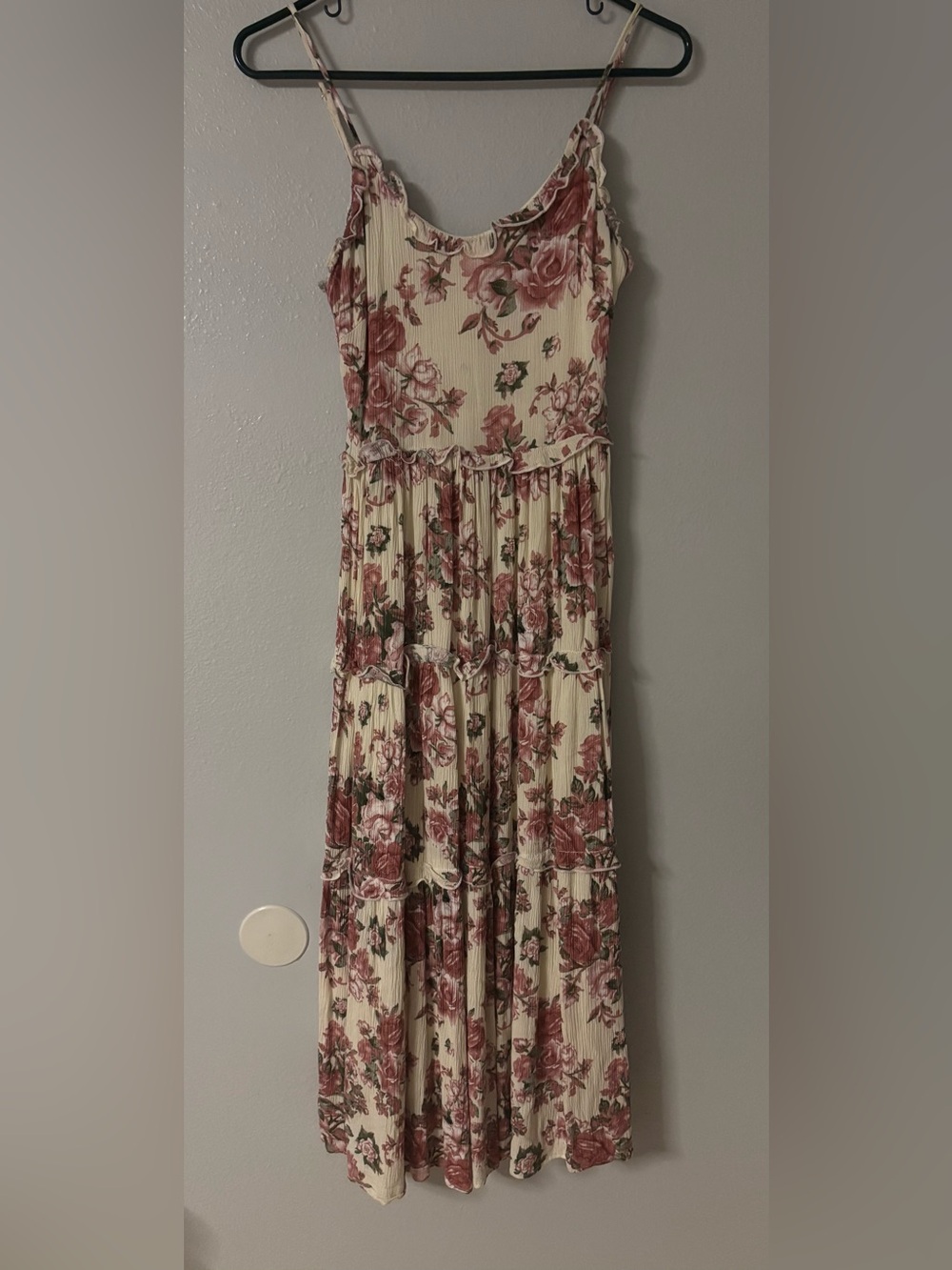 Lulu's Cream Maxi Dress with Rose Floral Print